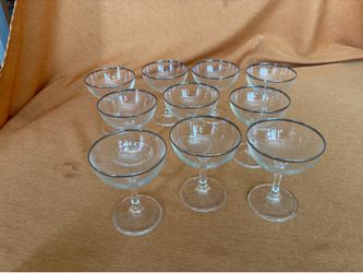 Vintage Silver-rimmed stemmed dessert or champagne cups