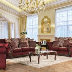 Brand New Wine, Gold Sofa And Love Seat Pillows Included 