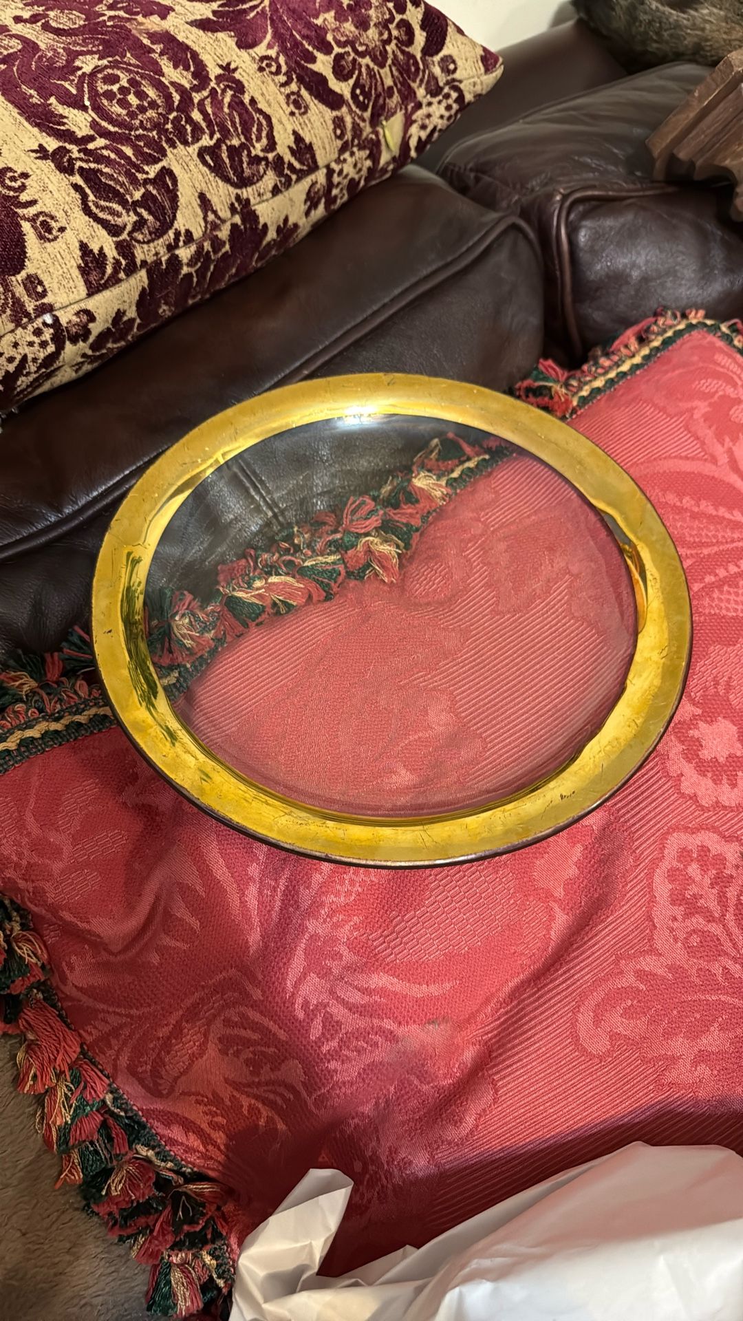 Annie Glass Roman Antique 24k Gold Rim Glass Plate