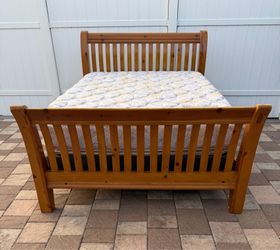 Nice Queen size wooden bed. Mattress and boxspring included for free . Delivery available for an additional cost.