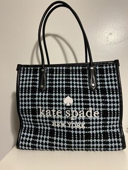 Kate Spade Ella Tweed Fabric Blue Tote Bag