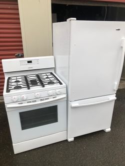 Samsung Gas Stove And A Bottom Freezer Refrigerator 