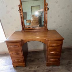 Wooden Dresser With Mirror