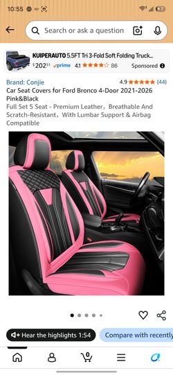 Conjie Car Seat Covers Ford Bronco Pink & Black