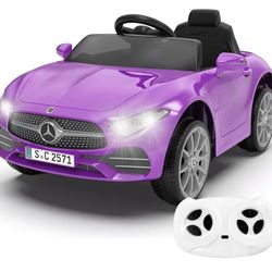 NEW-12V Kids Ride On Car with 2.4G Remote Control,Battery Powered Electric Car Ride On Vehicle Double Doors, Safety Belt,LED Light (SC-Purple)