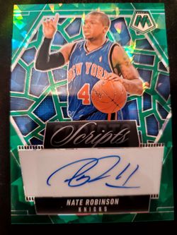 Nate Robinson 2024-25 Panini Mosaic Basketball Scripts Auto Green Cracked Ice