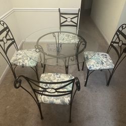 Dining Room Glass Table + 4 Chairs