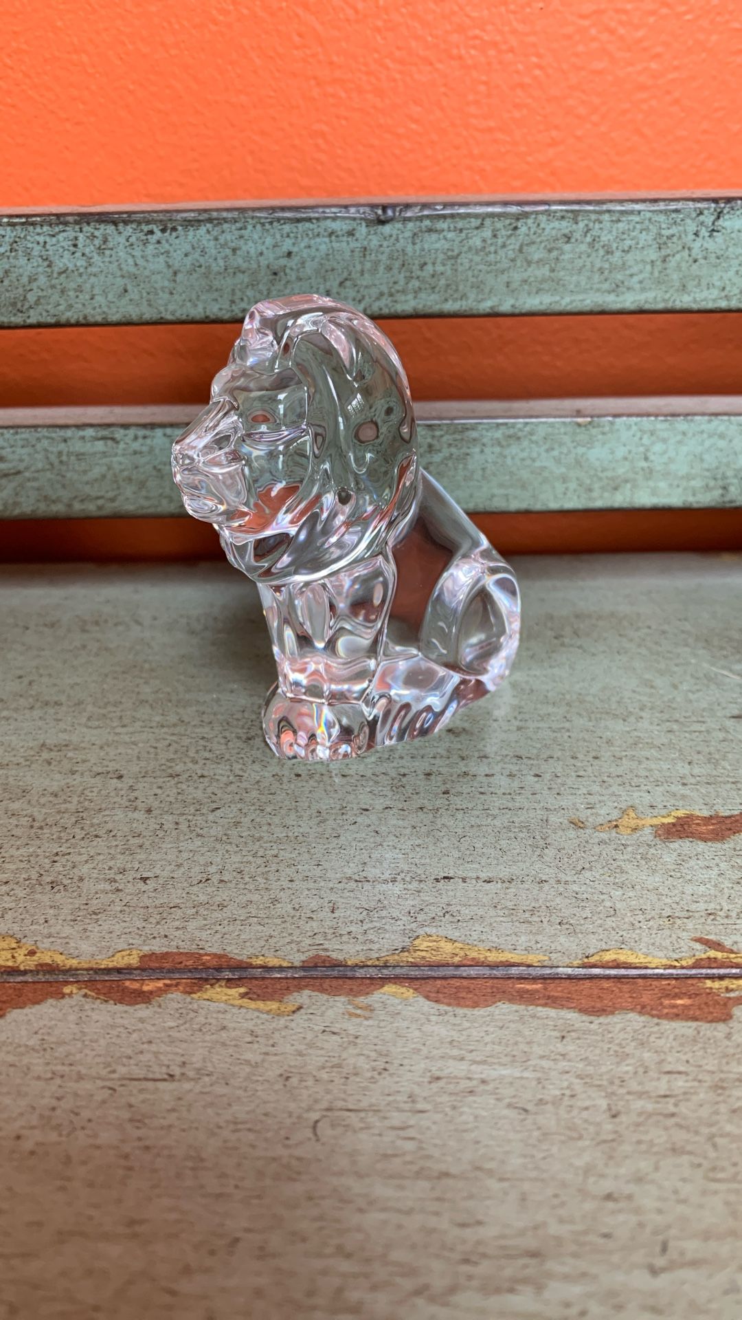 Steuben Crystal Lion Figurine Paperweight
