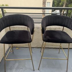 Black And Gold Velvet Bar Stools