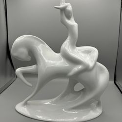 ROYAL DUX BOHEMIA CZECH Jaroslav Jezek Lady Godiva Riding the White Horse 1960