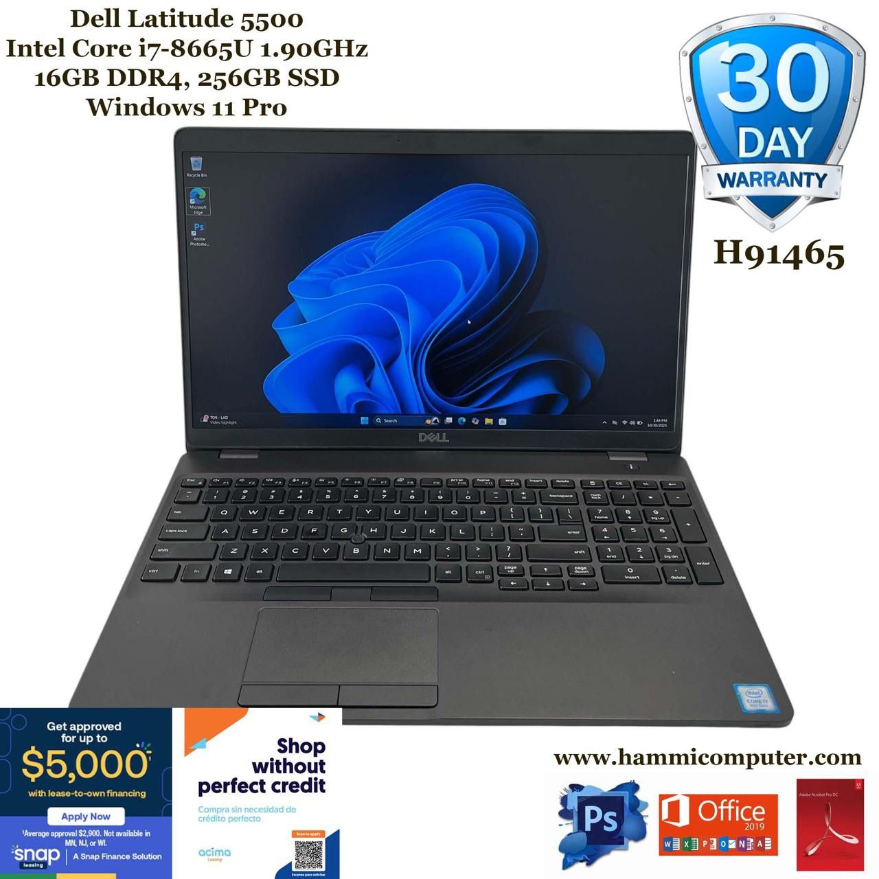 Dell Latitude 5500, Intel Core i7-8665U, 16GB, 256GB "H91456"