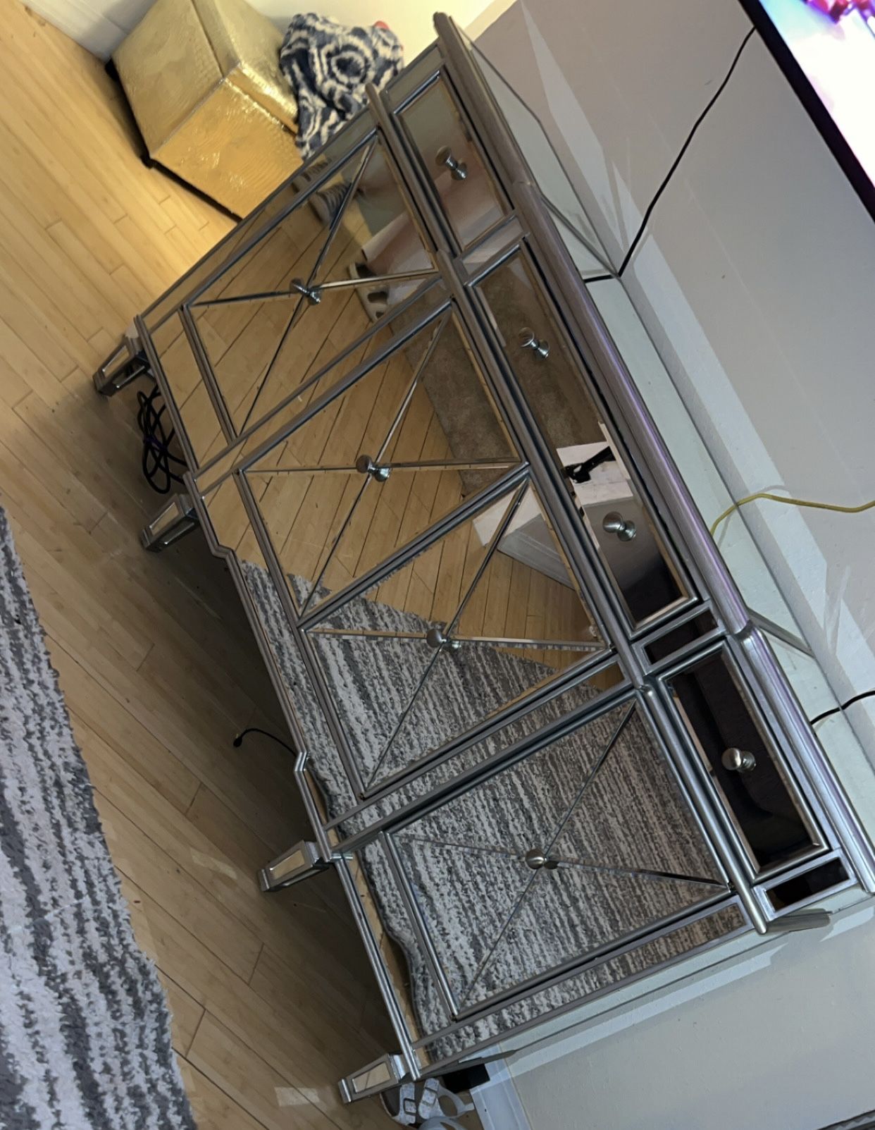 Mirrored glass TV stand