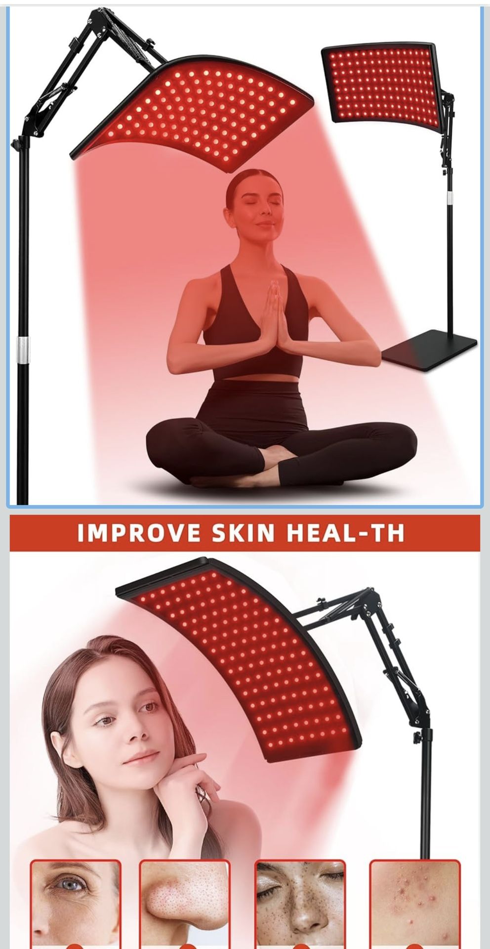 Red Light Therapy for Face and Body, Red Infrared Light Therapy Lamp with Stand Led 660nm Red Light-Therapy& 850nm Infrared Light Device for Body