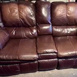Leather Sofa - two end Recliners