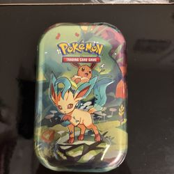 Pokémon Scarlet & Violet Prismatic Evolutions Mini Tin Leafeon Eevee