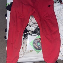 Red Nike Tech Pants Medium Size 