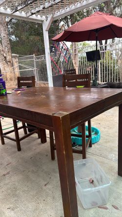 Wood table with chairs