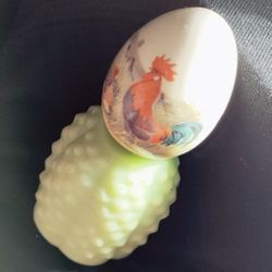 Hand Painted Egg Shell With Rooster By The Egg Lady
