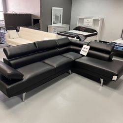 Black Leather Sectional💥%50 OFF💥