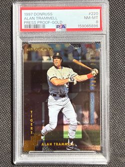 1997 Donruss Alan Trammell GOLD DIE CUT PRESS PROOF /500 SP DETROIT TIGERS PSA 8