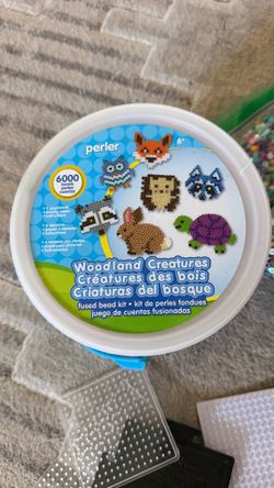 Perler fused bead collection includes a 6000-count Woodland Creatures bucket
