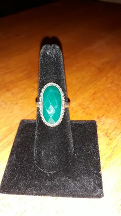 Natural Green Malachite silver ring