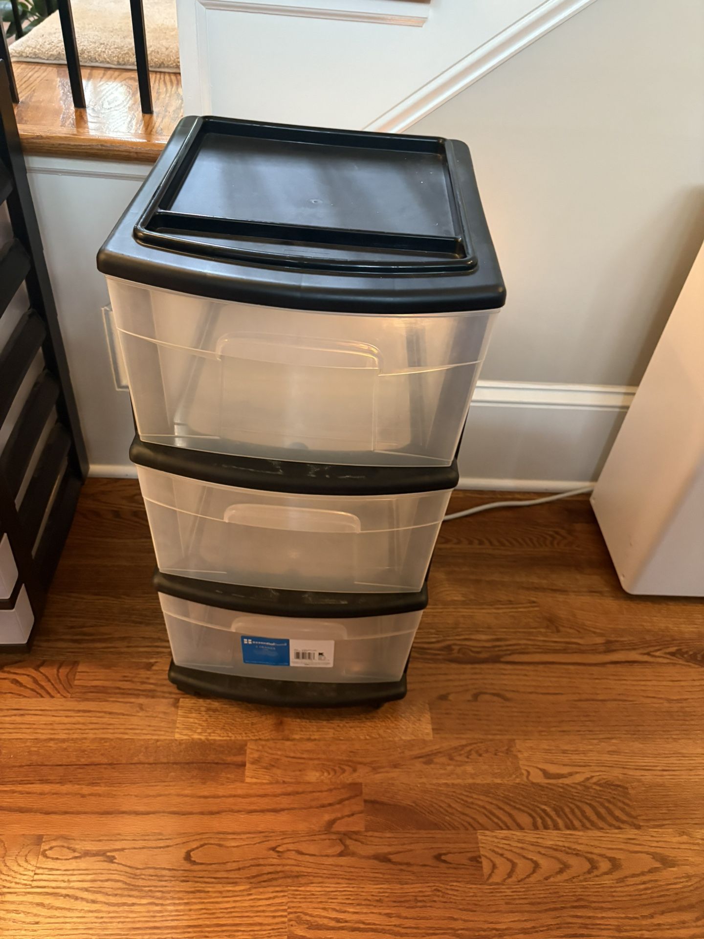 Plastic Storage Organizer Cart, Black Frame - Heavy-Duty Drawers with Wheels for Home, Bedroom, classroom, office Deep drawers Three drawers No iss