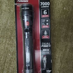 HUSKY 7000-Lumens Dual Power LED Rechargeable Tactical Focusing Handheld Flashlight (