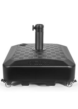 Digury Umbrella Base Outdoor Patio Umbrella Stand with Wheels Fillable 125lb Heavy Duty Mobile Base Weighted Rolling Stand - Black