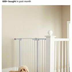 Cumbor 36" Extra Tall Baby Dog  Gate Wide 2-Way Door, 29.7"- 46" Width Auto Close White Metal NEW 