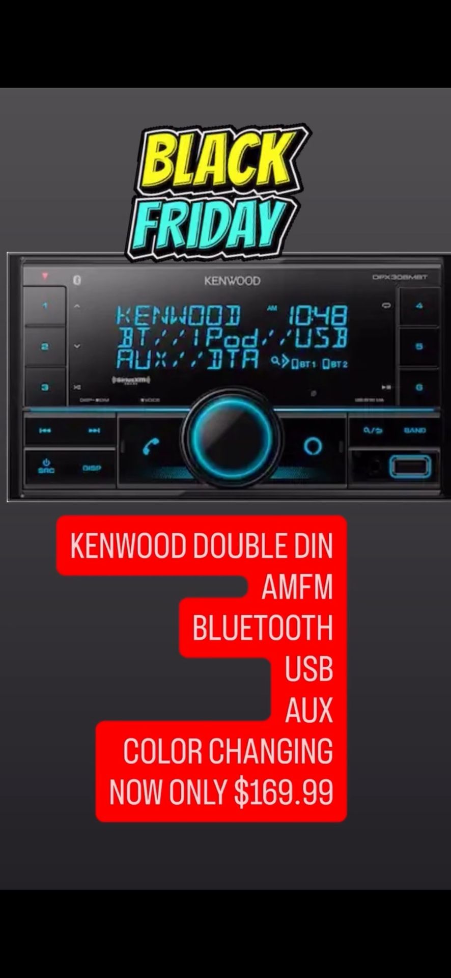 Kenwood Double Din Media Bluetooth Player
