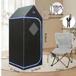 Portable Infrared Sauna for Home Spa, Full Size 1 Person Far Infrared Sauna, 1,020watt, Portable Sauna with Heating Foot Pad, Portable Chair