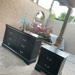 Black Dresser + Nightstand Set 