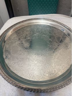 Vintage Sheffield Silver Co. Round Serving Tray - Silverplate 12”