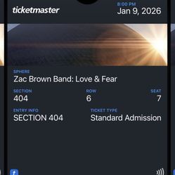 2 Zac Brown Sphere Tickets