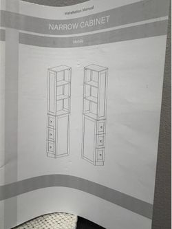 White Tall Storage Cabinet / Bookshelf with 3 Drawers