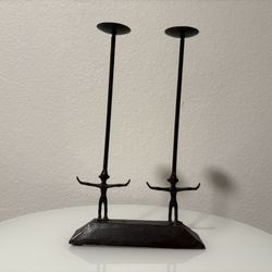 Twin Figures Wrought Iron Candle Holder 
