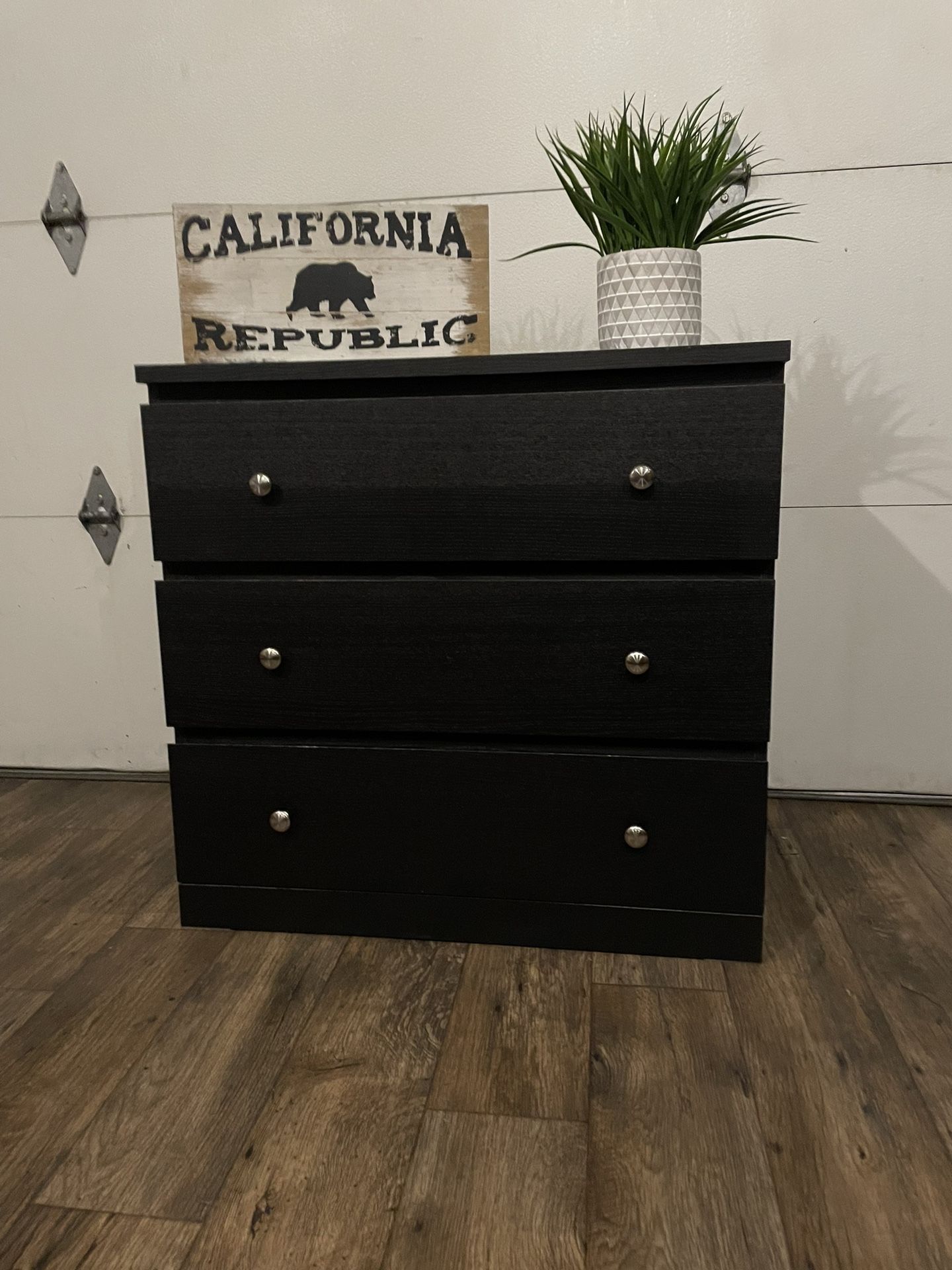 HUGE 3-Drawer Black Dresser w/ Silver Knobs | *LIKE NEW*