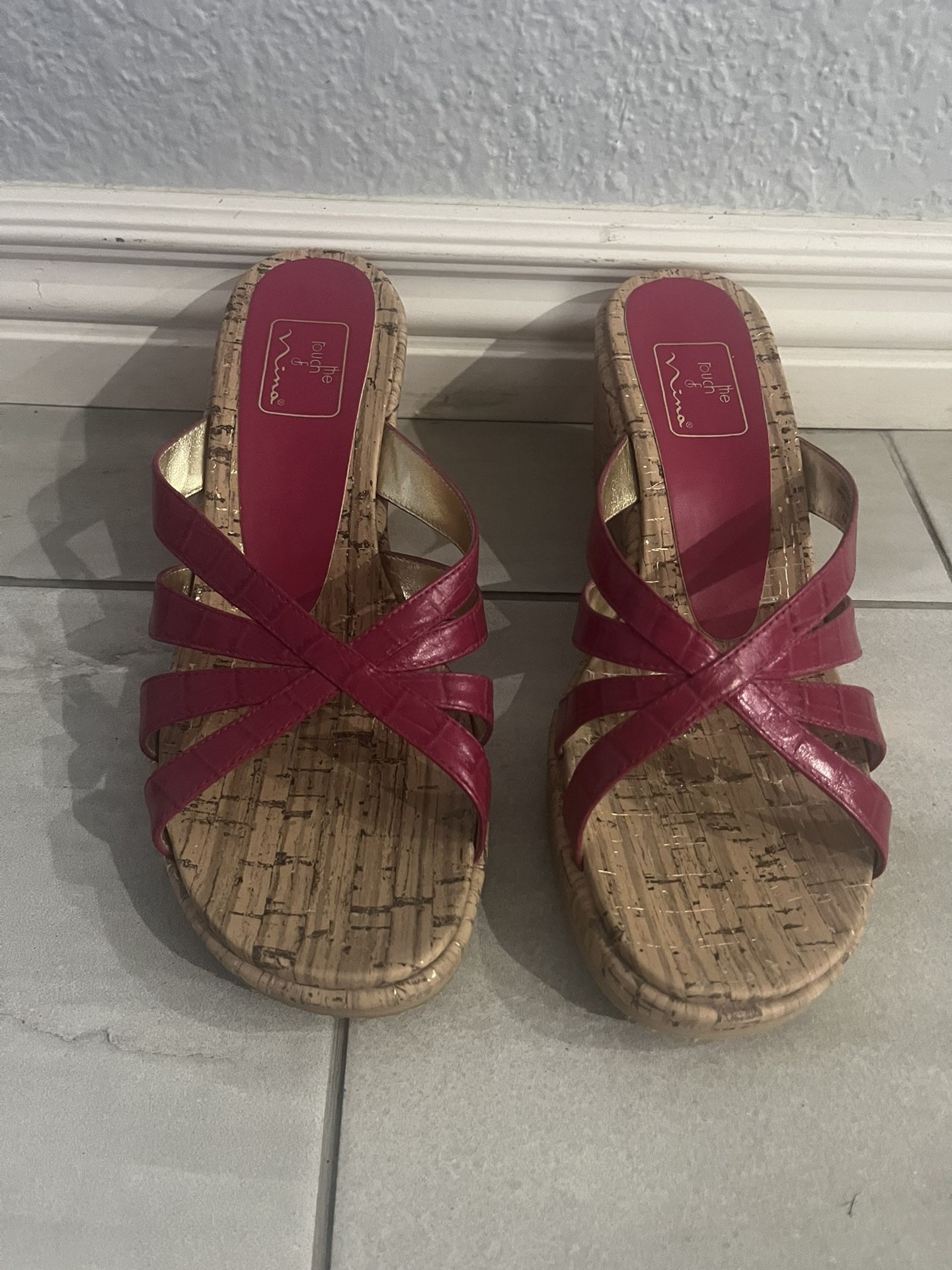 Brand New Women’s Fuchsia Colored Wedge Sandals 