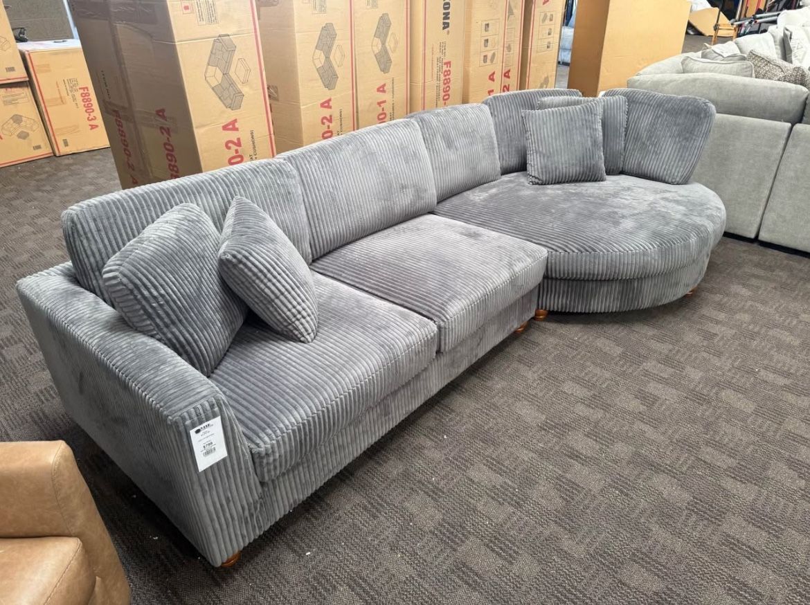 Big Grey Cuddler Chaise Sectional