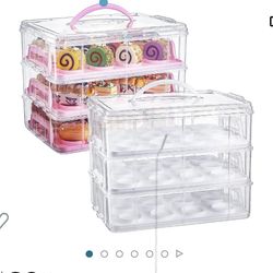 Bokon 2 cupcake stands, 6 levels for cupcakes, capacity for 72 cupcakes or 6 large cakes, plastic cupcake stand with lid and handle, reusable portable