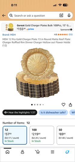 Gold Charger Plate
