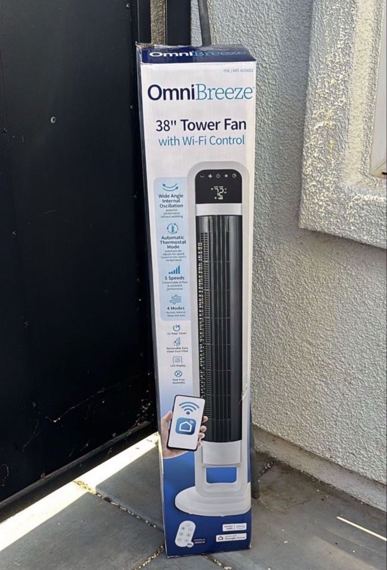 OmniBreeze Tower Fan with Internal Oscillation and Wi-Fi (38-inch)