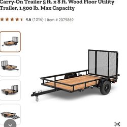Like New 5 By 8 Open Trailer
