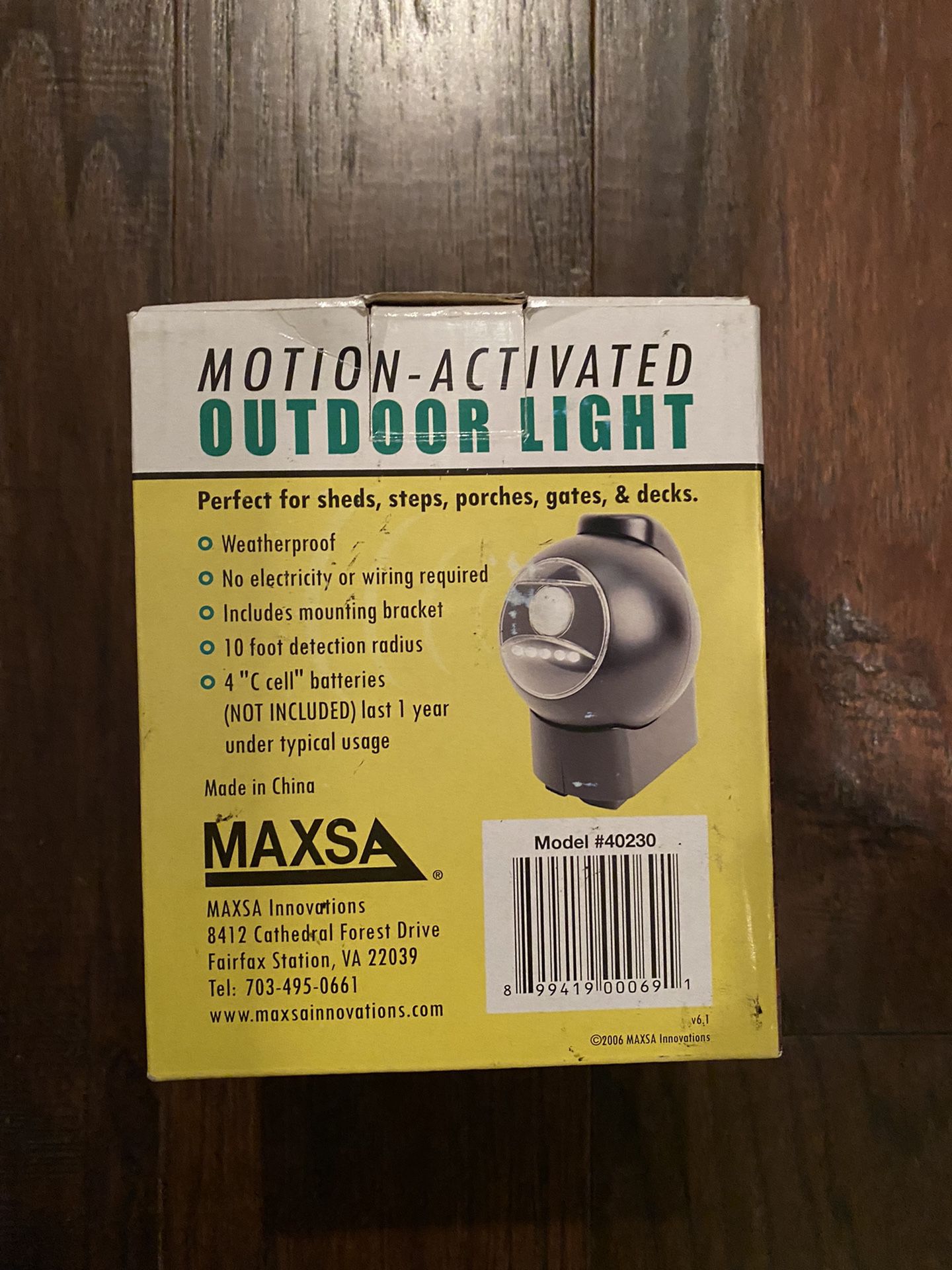 Motion activated outdoor light model 40230
