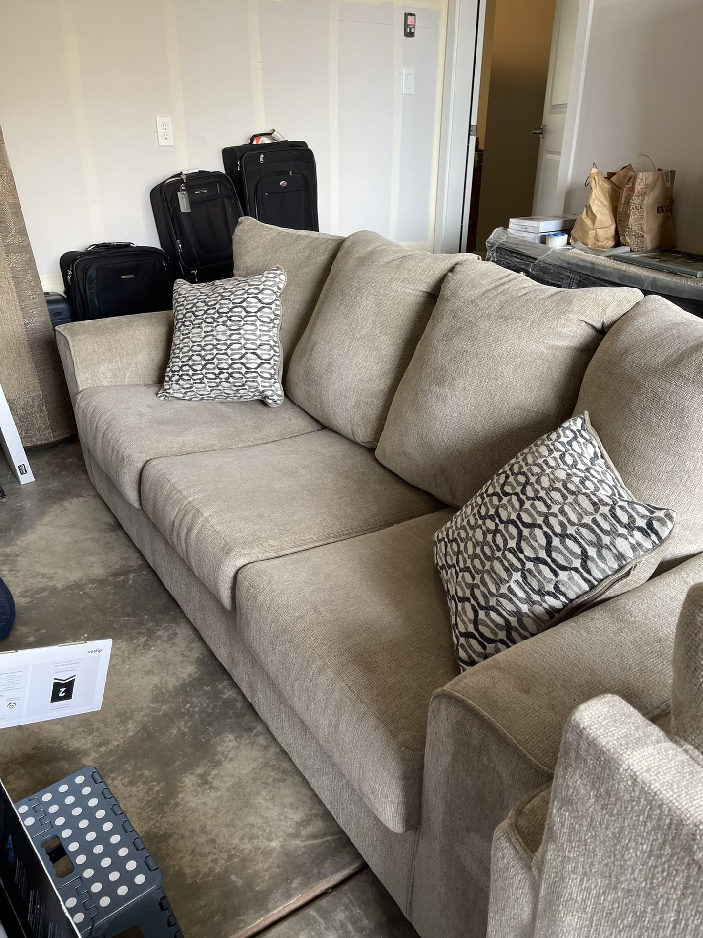 Like new sofa and chair. Essentially no wear and tear.