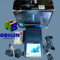 Tested Playstation 2 Online Pack PS2 Console System 50001 with original Box RARE SONY PLAYSTATION 2 PS2 ONLINE PACK CONSOLE BUNDLE + NETWORK ADAPTOR A