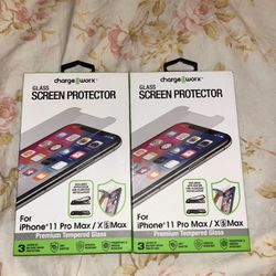 iphone 11 pro max/xs max glass screen protectors 6 pack