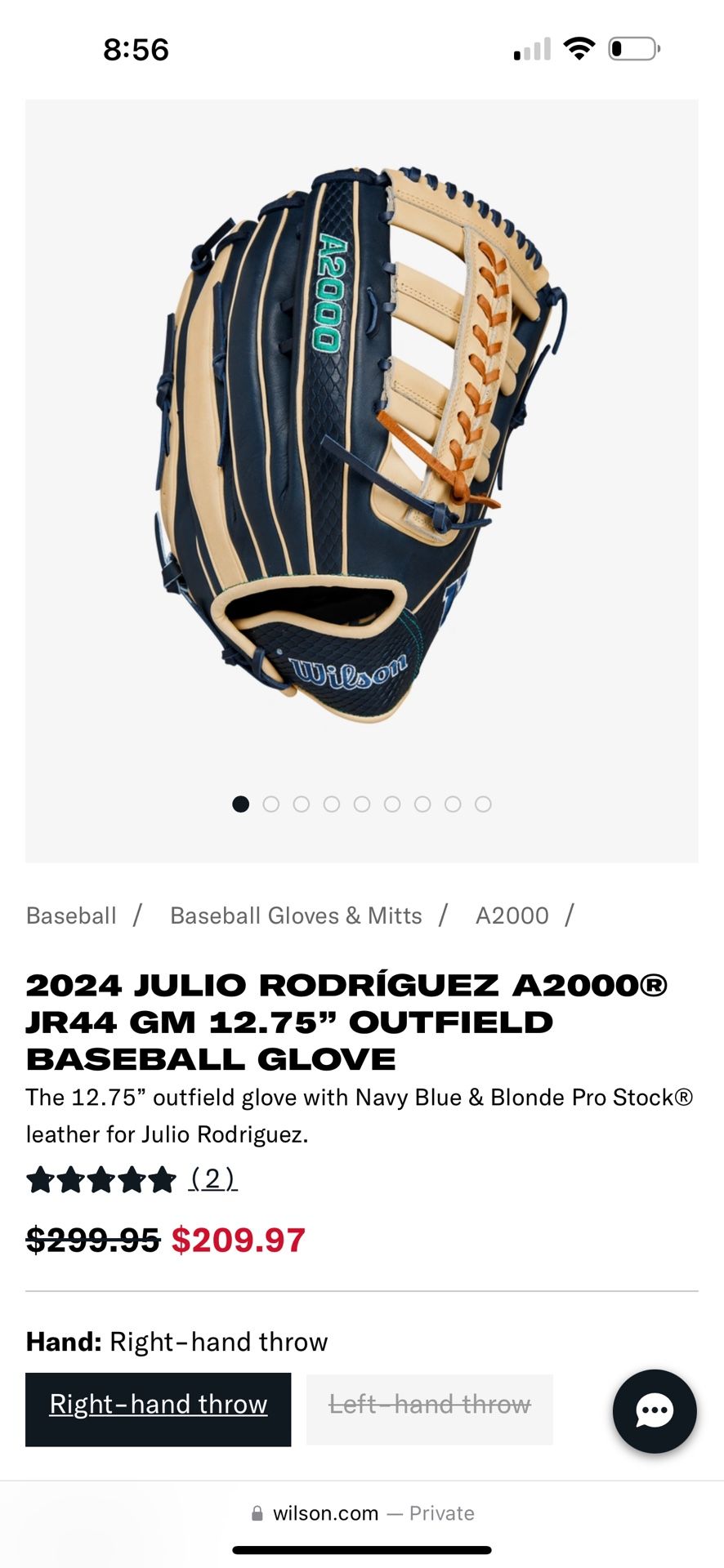 A2000 Wilson Baseball Glove Brand New