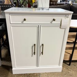New White 1 Drawer 2 Door Storage Farmhouse Cabinet Island  Must See!!